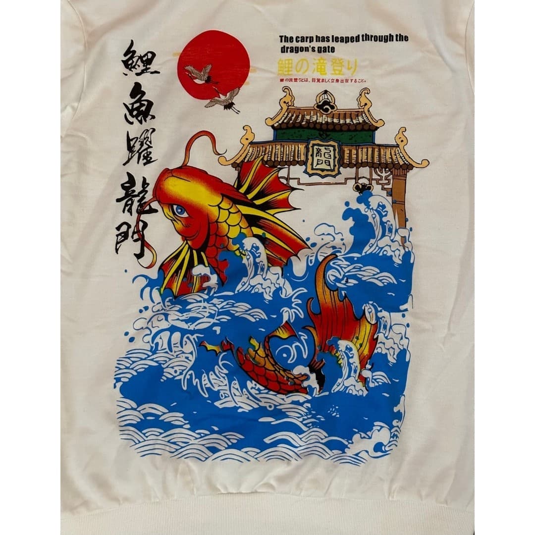 ZAFUL Carp Leaping Over Dragon Gate Y2K Aesthetic Crewneck Sweatshirt Medium - Thumbnail 2