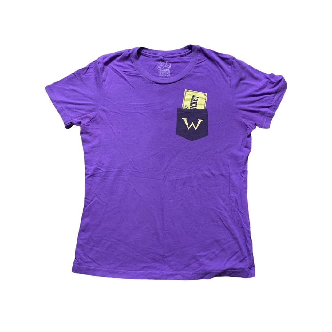 Charlie and the Chocolate Factory Women's Golden Ticket T-Shirt Purple