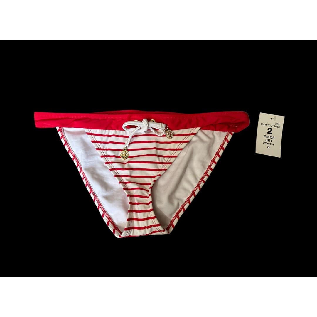 Womens Sperry Top Sider 2 piece Tankini swimsuit red white - Thumbnail 4