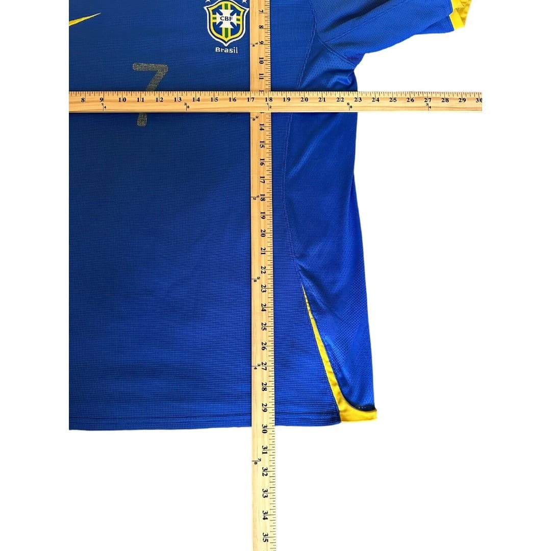 NIKE FitDry Men's Brasil CBF Match BLUE Soccer Jersey Mens Size XL #7 Futbol - Thumbnail 2