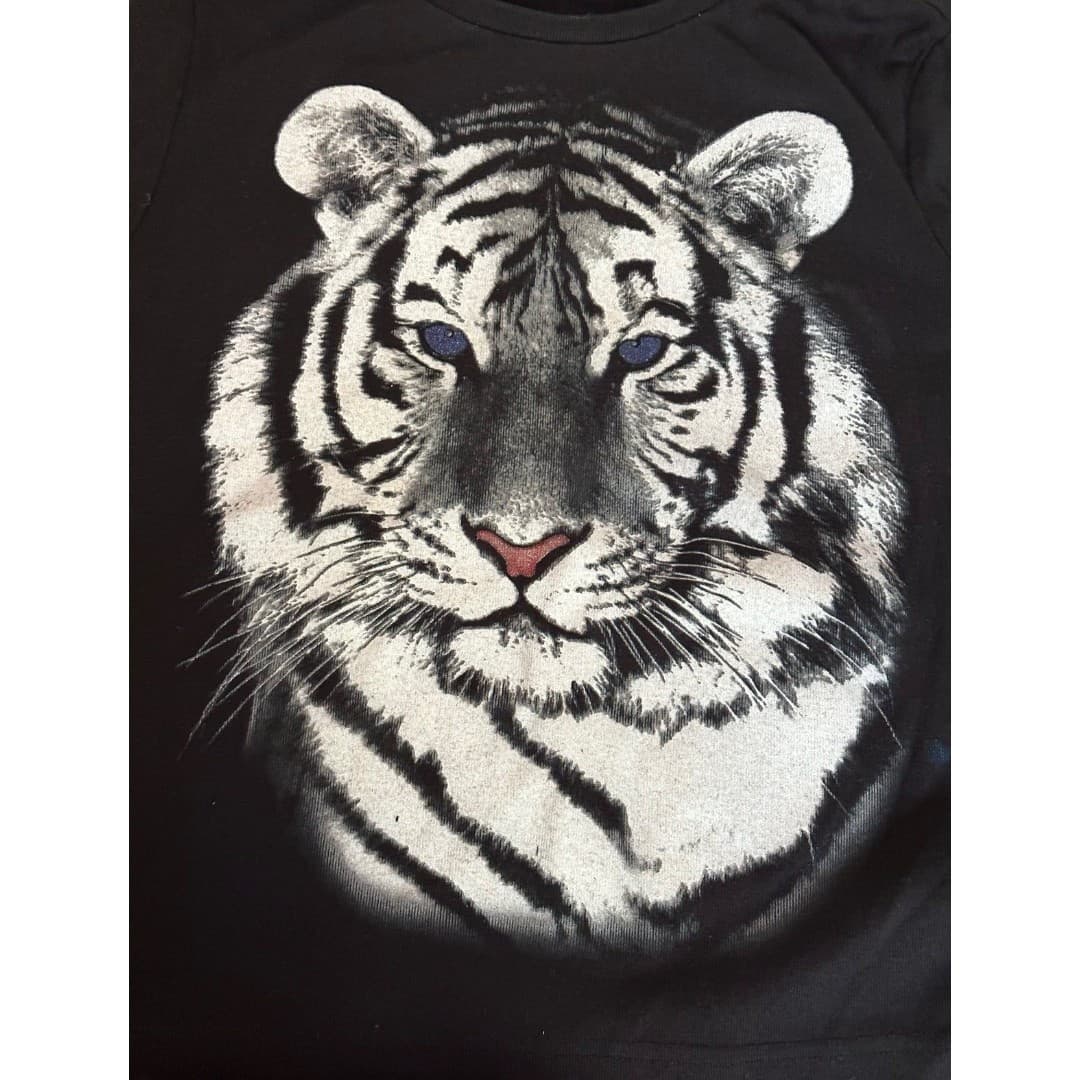 Vintage Fiorlini International White Tiger 3/4 Sleeves Womens Shirt - Thumbnail 2