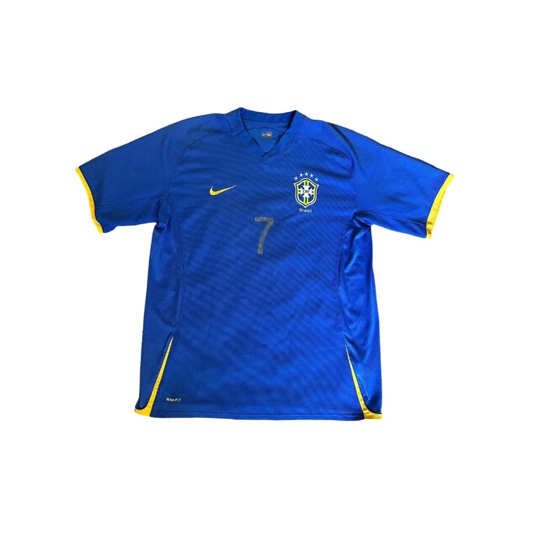 NIKE FitDry Men's Brasil CBF Match BLUE Soccer Jersey Mens Size XL #7 Futbol