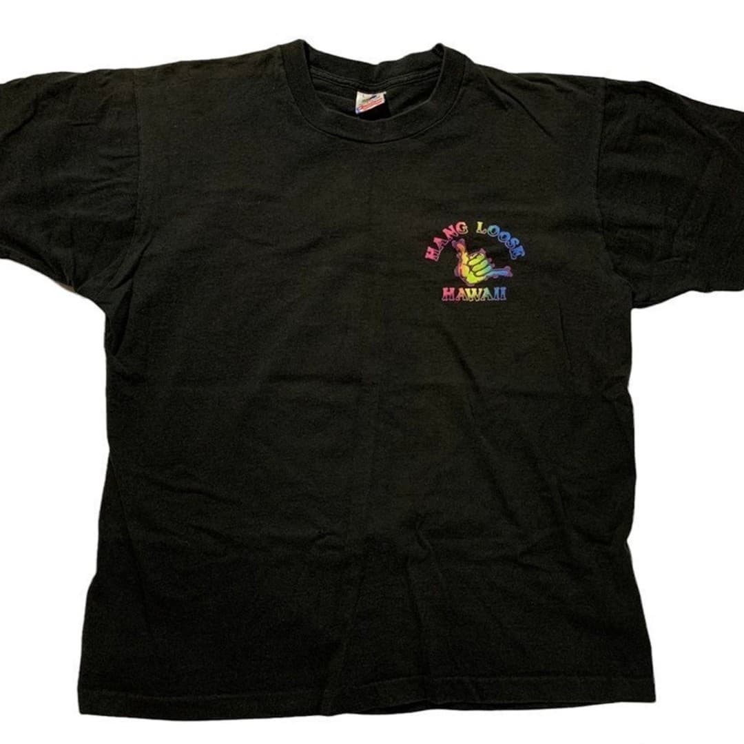 Vintage Hang Loose Men's Large T-Shirt Single Stitch - Thumbnail 2