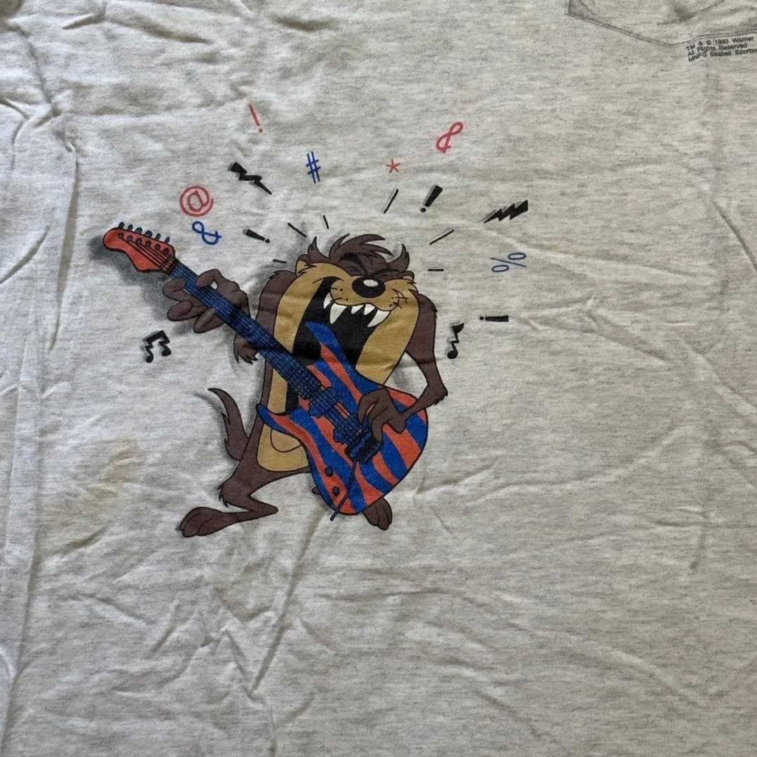 Vintage Pocket OSFA Taz Looney Tunes Sleep T-Shirt - Thumbnail 2