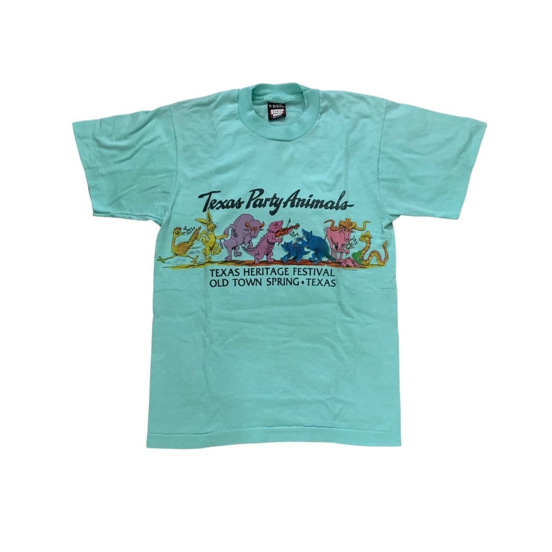 Vintage Single Stitch Texas Heritage Festival Party Animals Medium T-Shirt 80s
