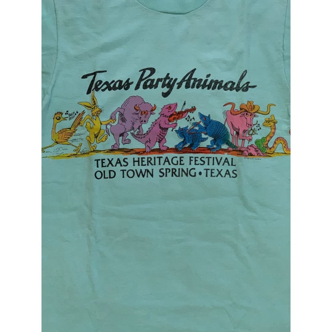 Vintage Single Stitch Texas Heritage Festival Party Animals Medium T-Shirt 80s - Thumbnail 3