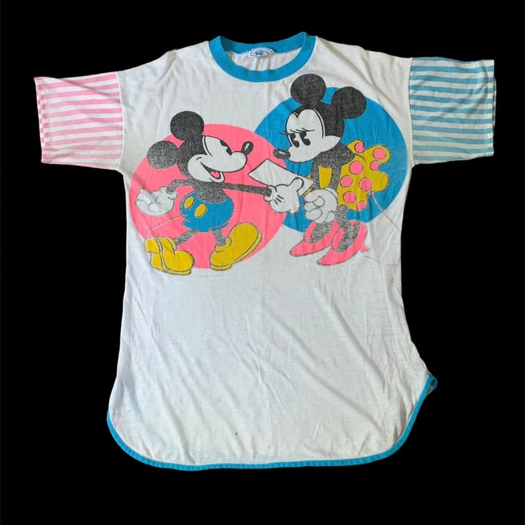 Tempo Lingerie Disney Mickie Minnie Single Stitch Night Shirt Vintage