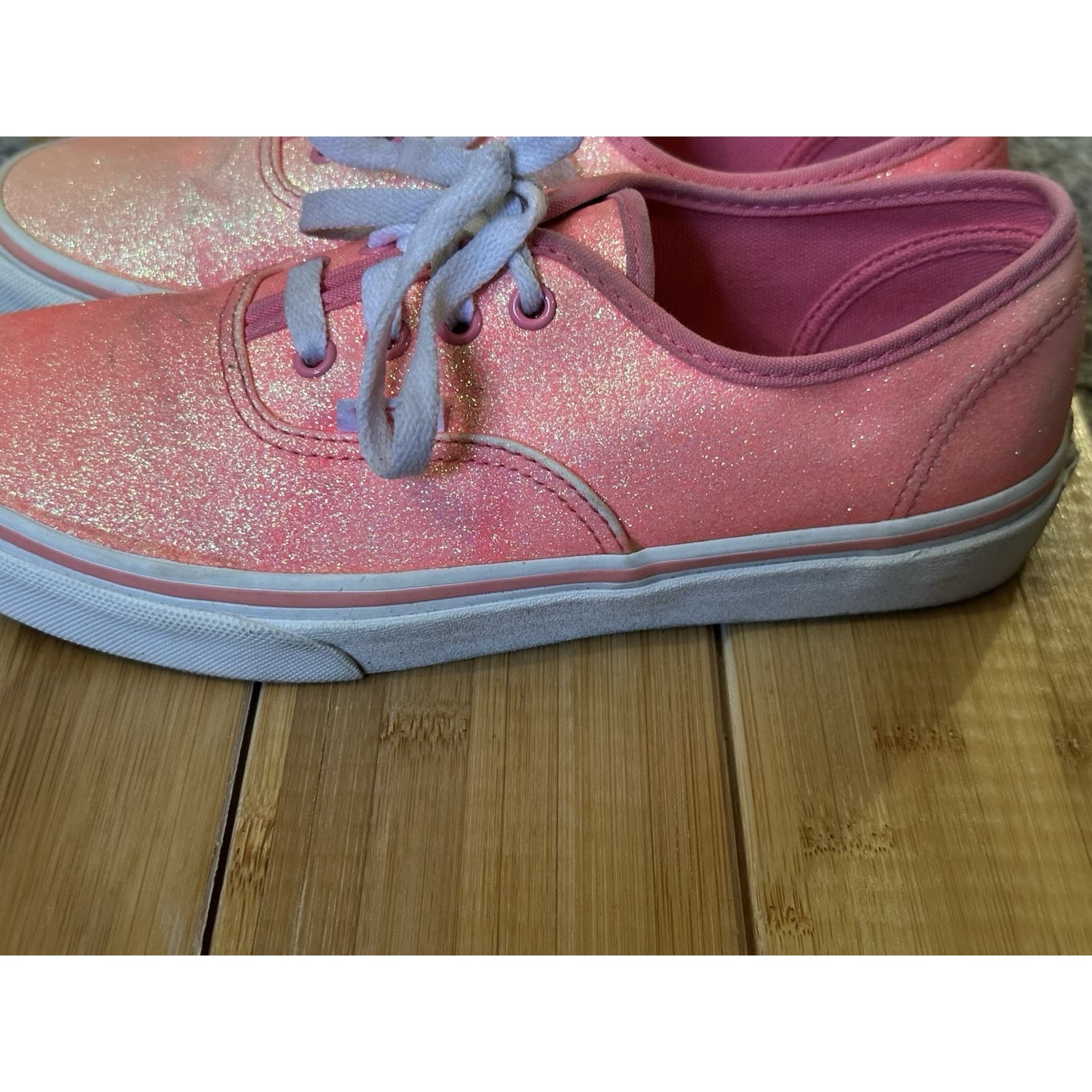 VANS Authentic Classic Neon Pink Glitter Womens Shoes Juniors Size 5.5 Womens 7 - Thumbnail 4