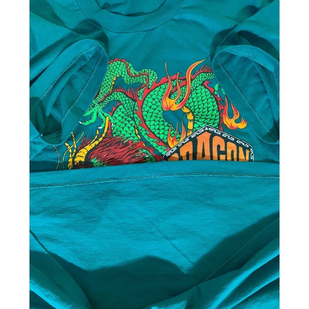 Vintage Single Stitch Dragon Hawaii Green T-Shirt Mens XL 90s - Thumbnail 5
