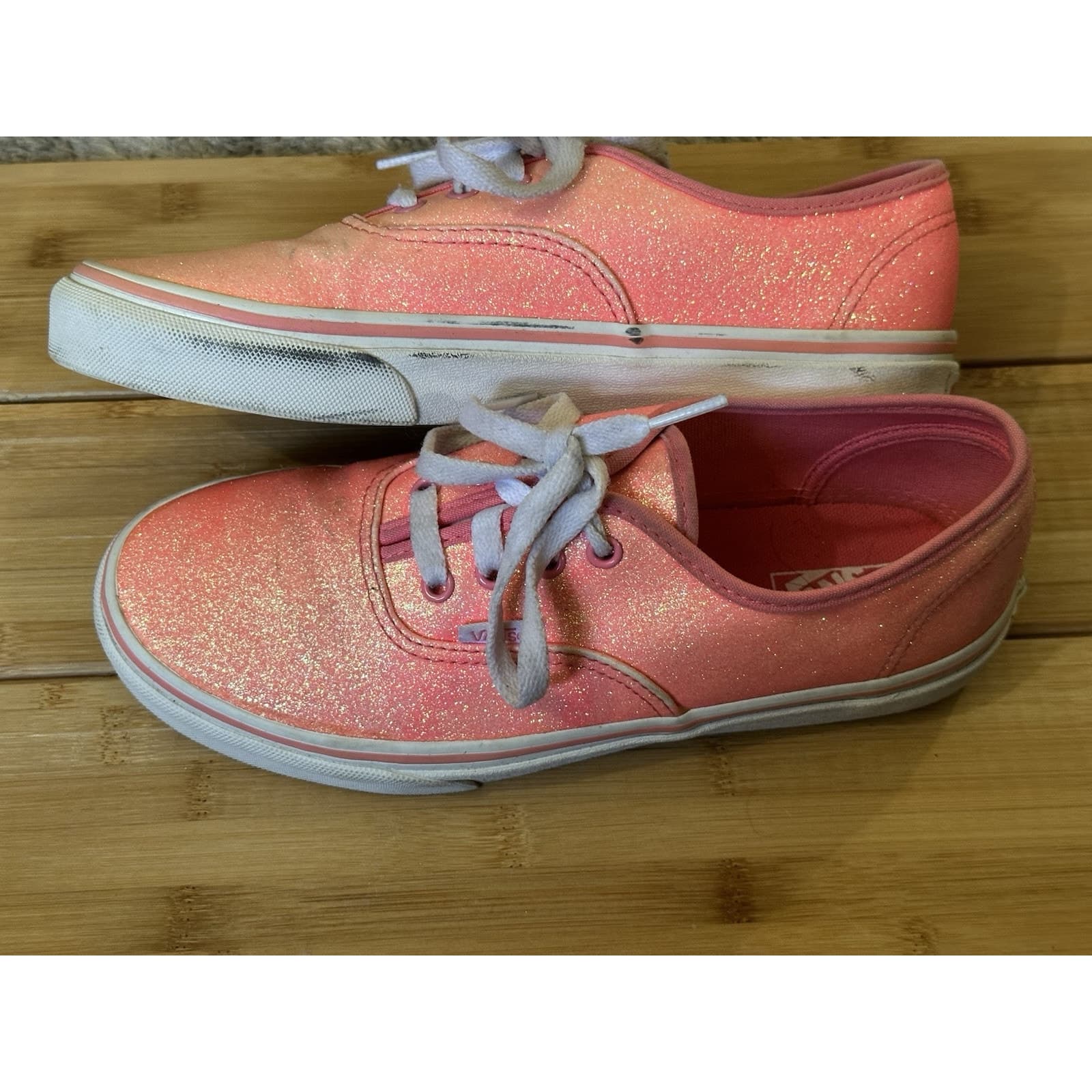 VANS Authentic Classic Neon Pink Glitter Womens Shoes Juniors Size 5.5 Womens 7 - Thumbnail 5