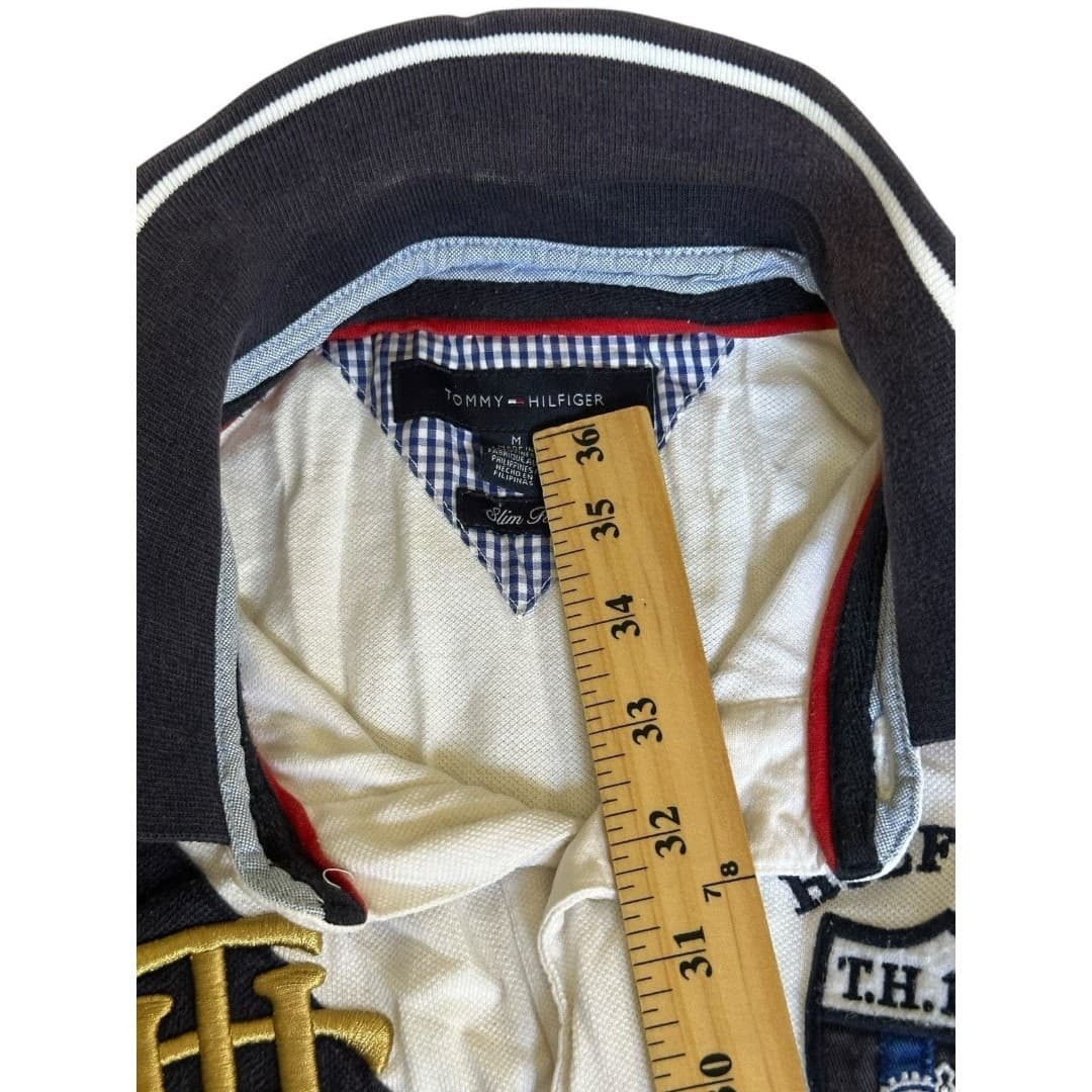 VINTAGE Tommy Hilfiger Shirt Men's Slim fit M Polo Spellout Colorblock Rugby - Thumbnail 8