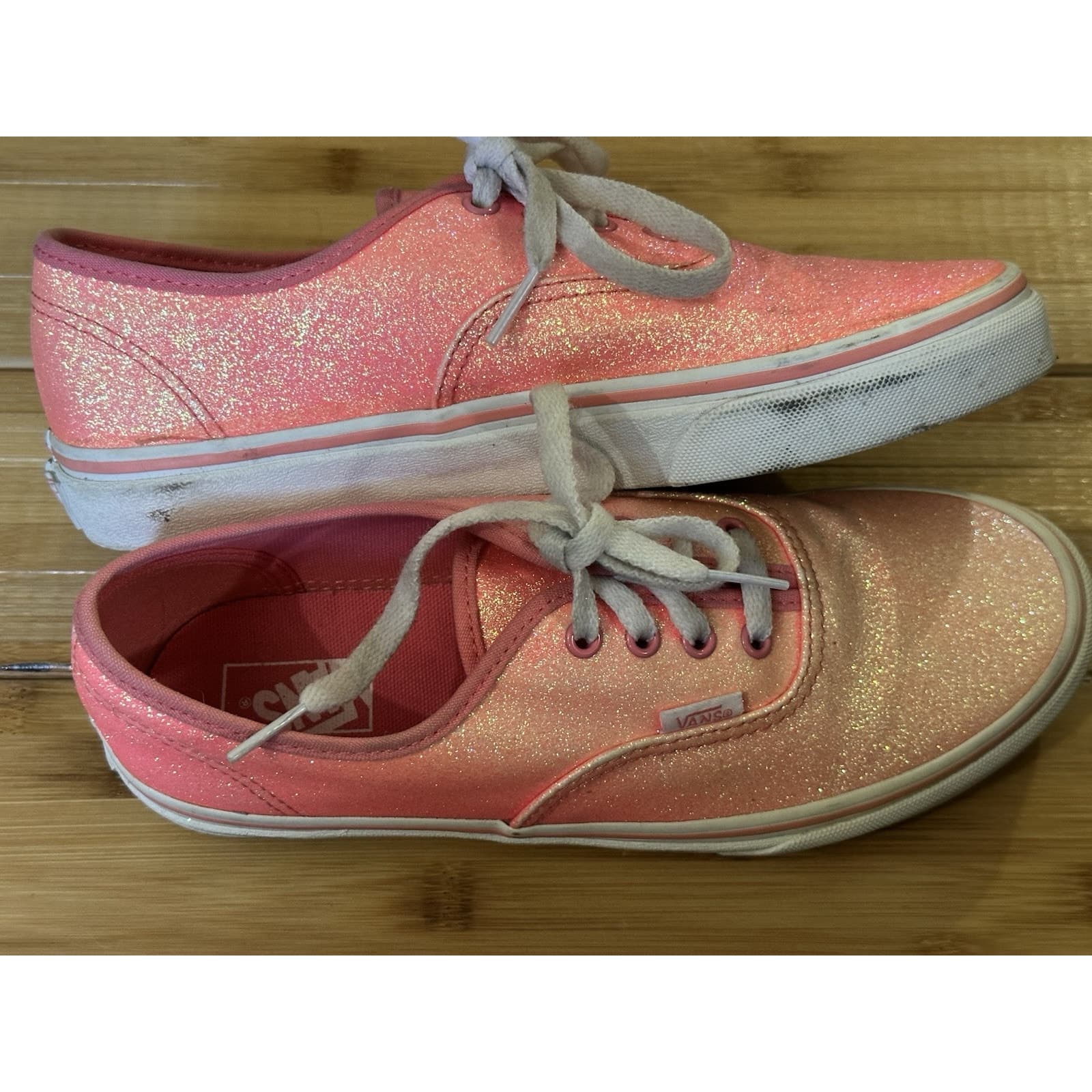 VANS Authentic Classic Neon Pink Glitter Womens Shoes Juniors Size 5.5 Womens 7 - Thumbnail 6
