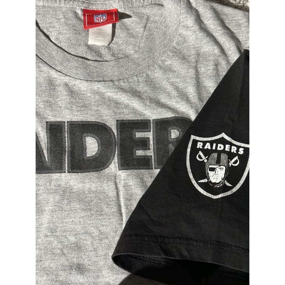 Vintage Y2K NFL Raiders Colorblock T-Shirt Tee Mens Large - Thumbnail 5