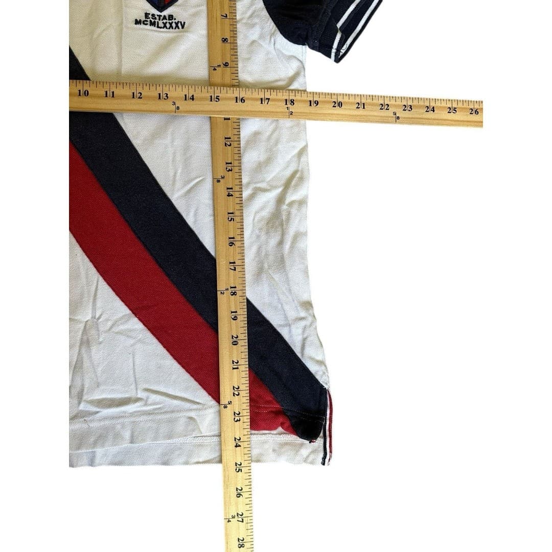 VINTAGE Tommy Hilfiger Shirt Men's Slim fit M Polo Spellout Colorblock Rugby - Thumbnail 6