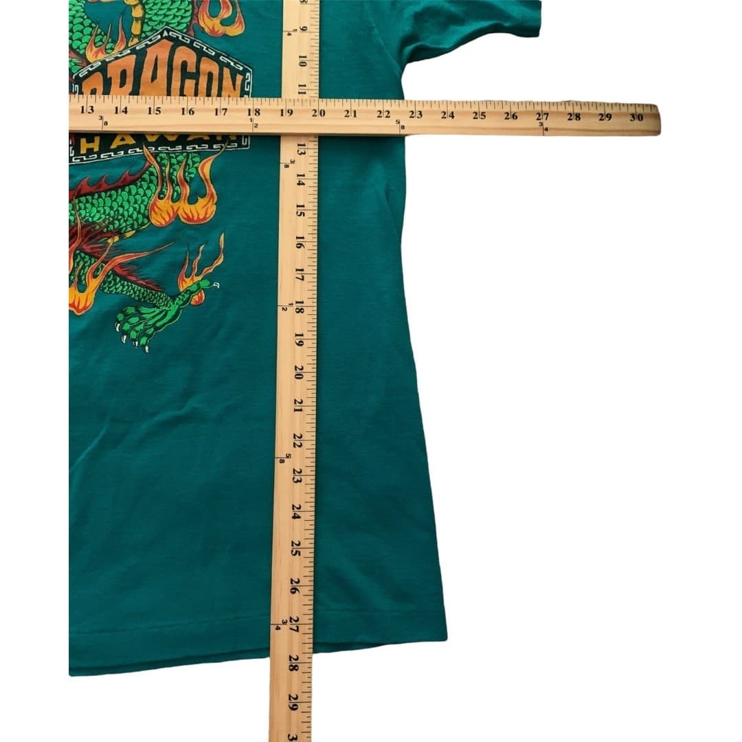 Vintage Single Stitch Dragon Hawaii Green T-Shirt Mens XL 90s - Thumbnail 6