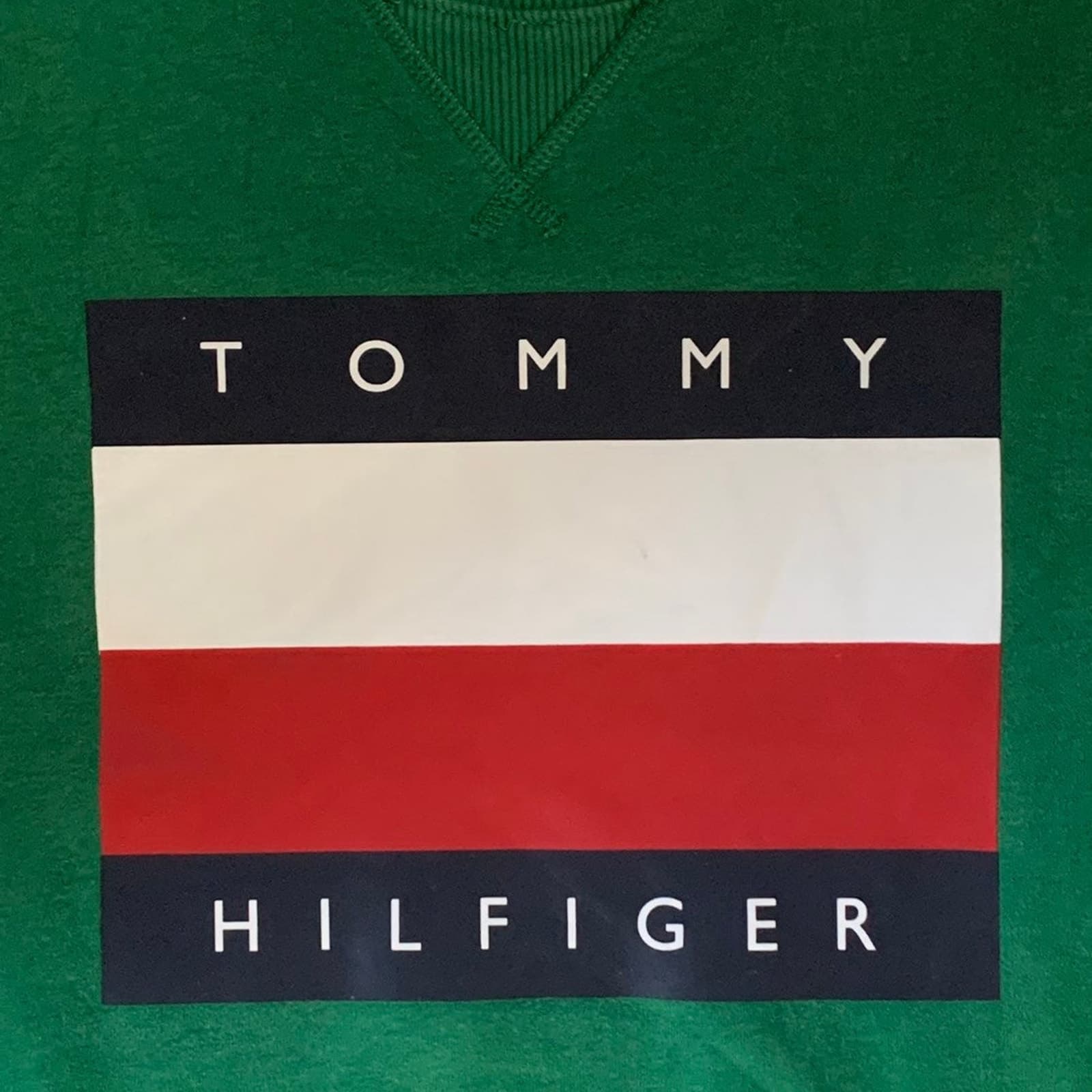 Tommy Hilfiger Crewneck Sweatshirt Mens Small Green Big flag long sleeve - Thumbnail 3