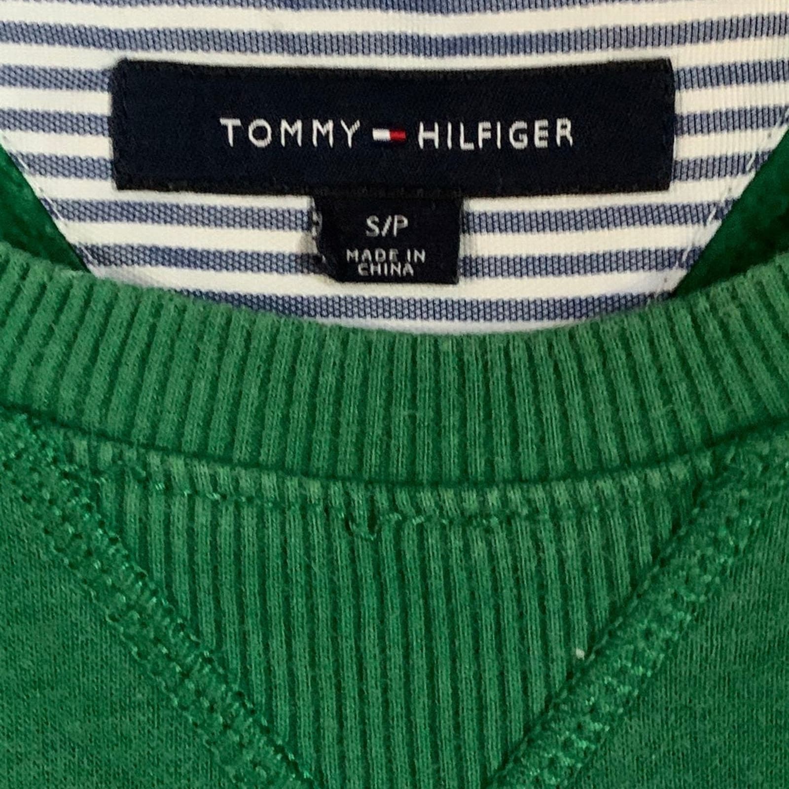 Tommy Hilfiger Crewneck Sweatshirt Mens Small Green Big flag long sleeve - Thumbnail 4