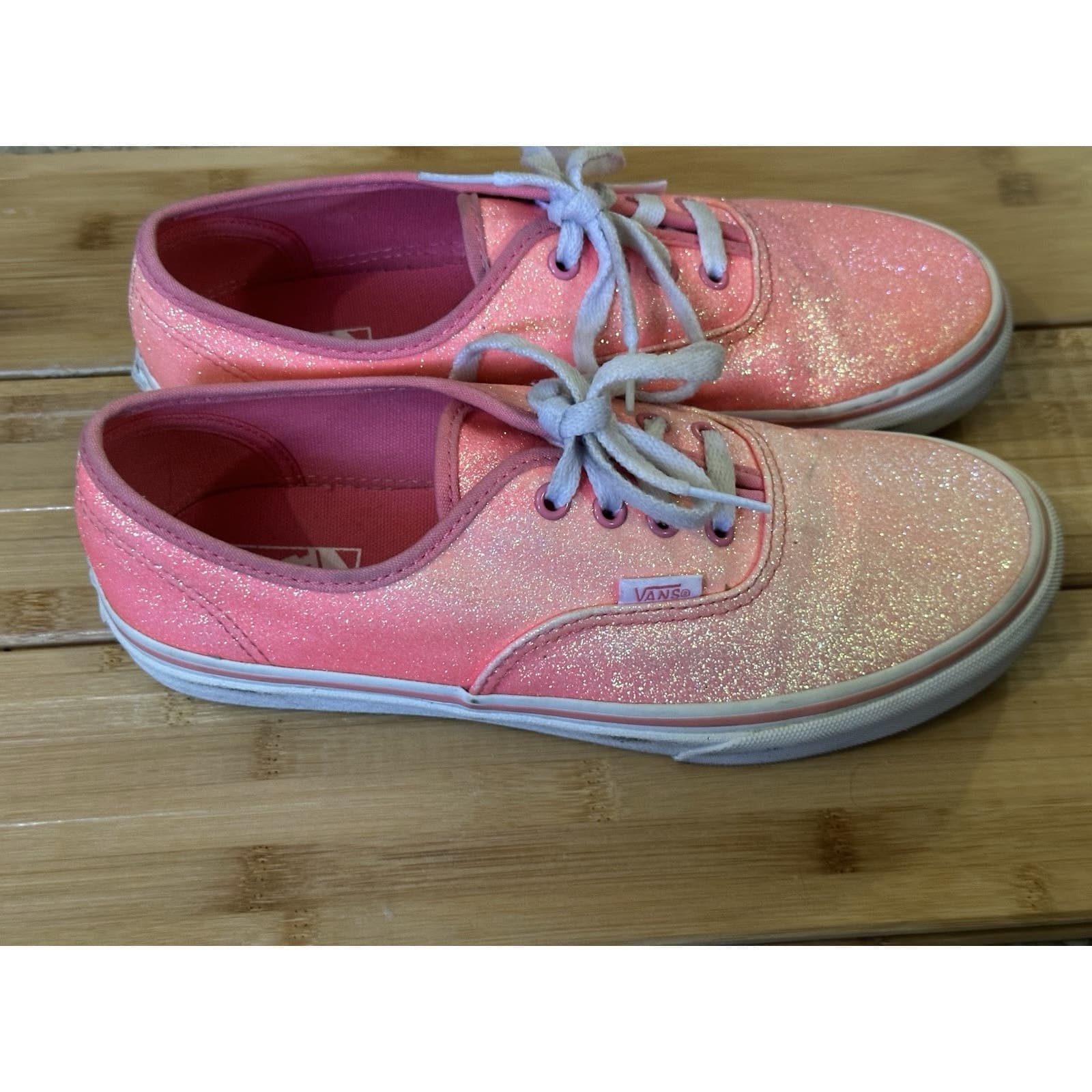 VANS Authentic Classic Neon Pink Glitter Womens Shoes Juniors Size 5.5 Womens 7 - Thumbnail 2