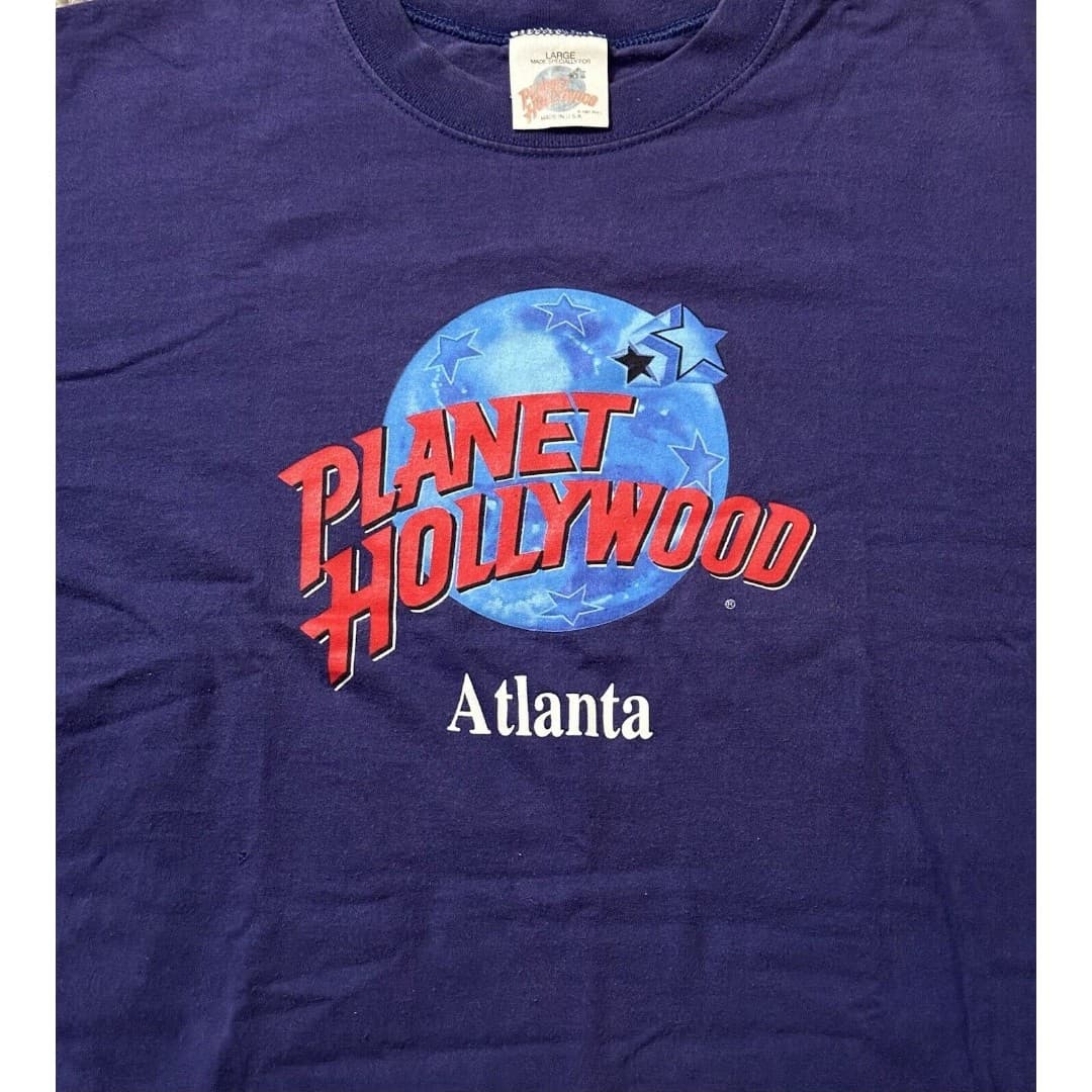Vintage 1991 Planet Hollywood Atlanta Mens Large Graphic T-shirt - Made In USA - Thumbnail 6