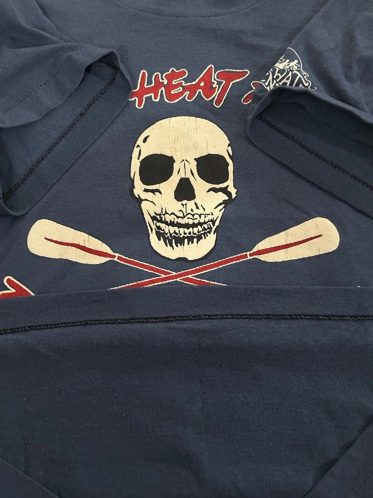 Vintage 90s Paddle or Die Skull Faded T Shirt Large Single Stitch Cheat River Te - Thumbnail 5
