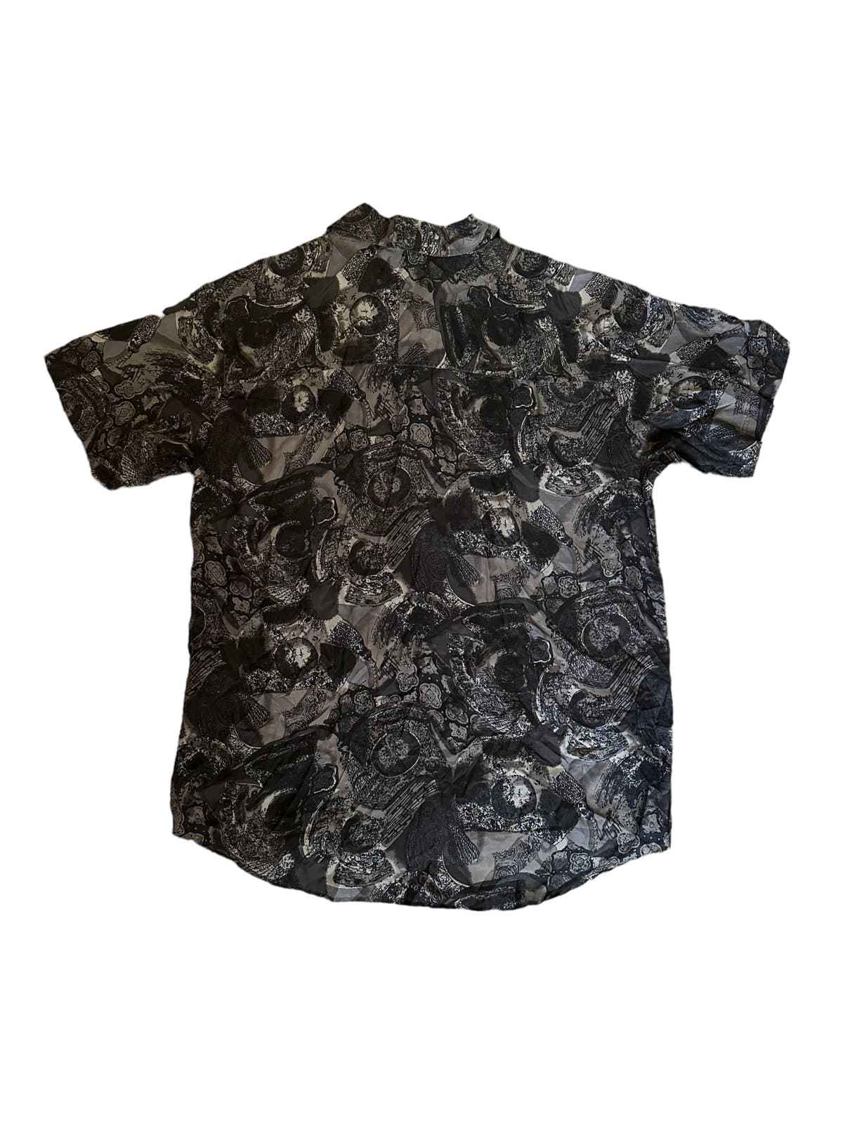 Mens Light weight Silk Button up Dress Shirt t-shirt Black white grey - Thumbnail 2