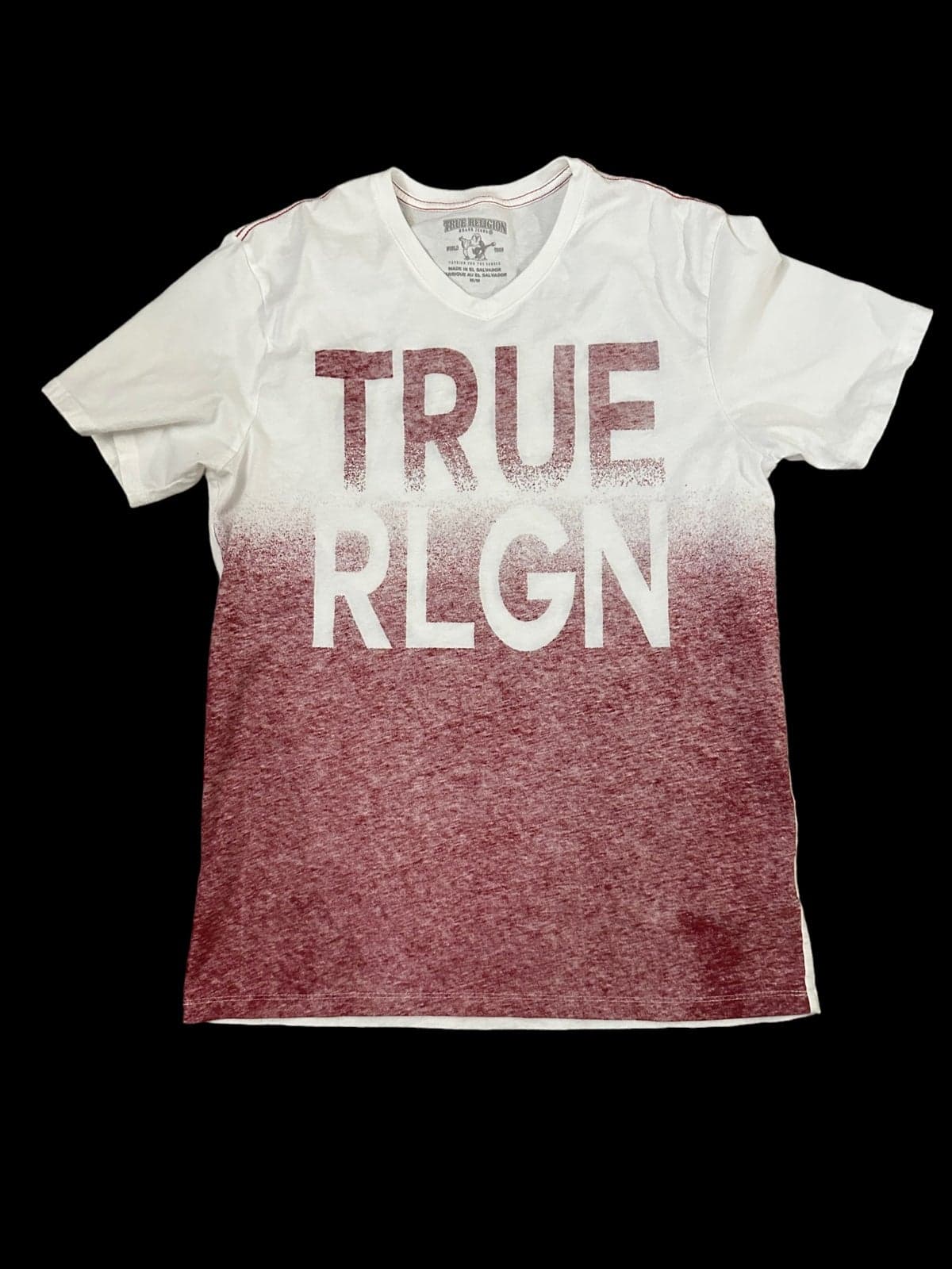 True Religion Jeans Mens medium thin Ombre Red White T-Shirt