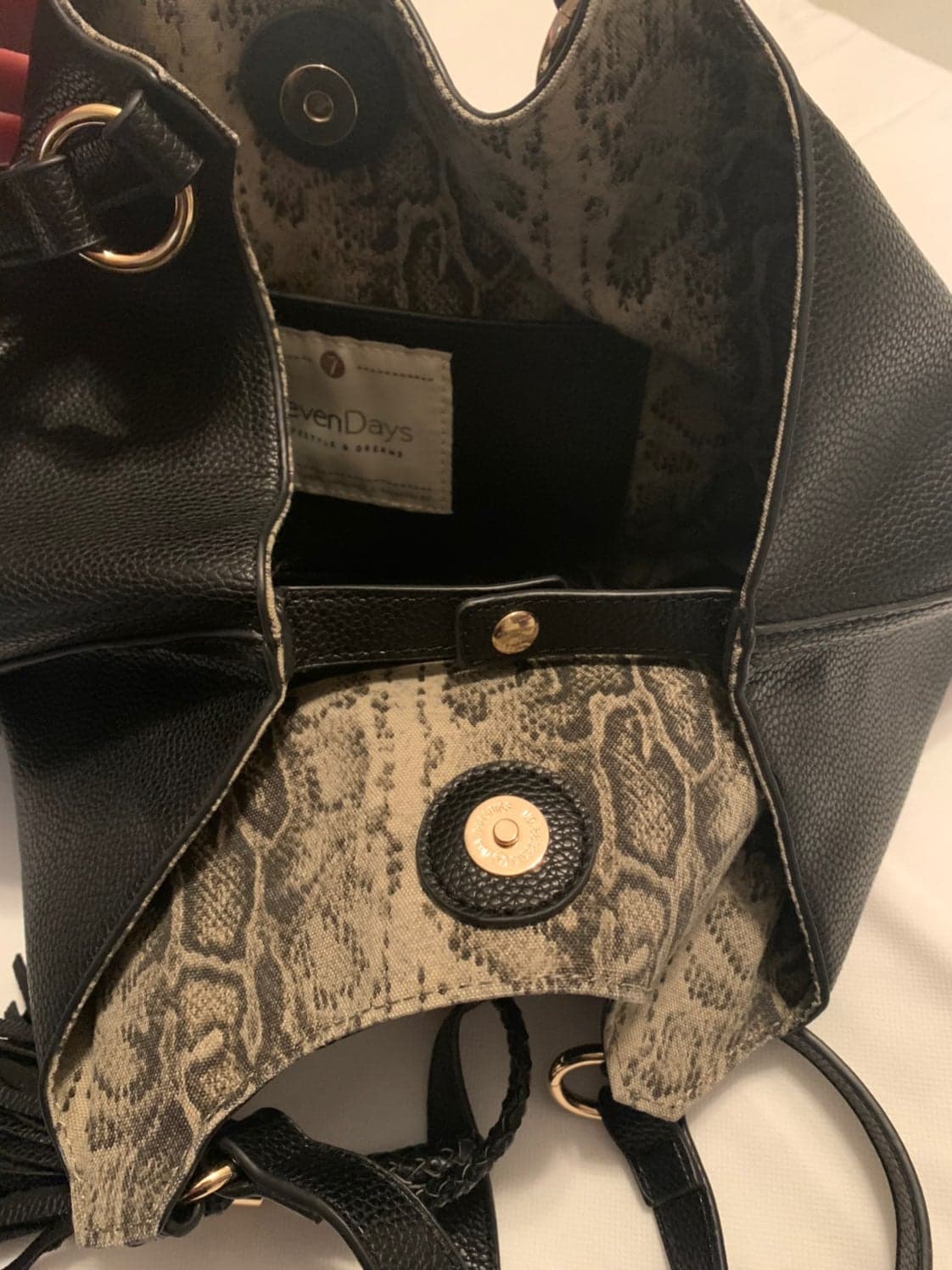 Vegan Faux Leather Handbag Seven Days - Thumbnail 5
