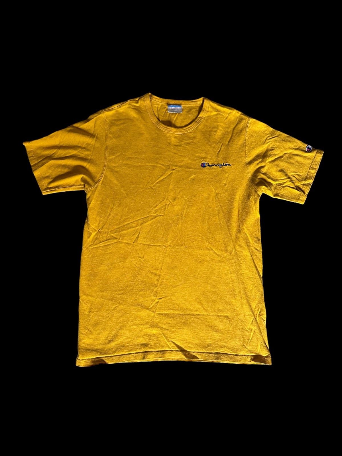 Mens Vintage 90s XL Champion Spellout Embroidered T-Shirt