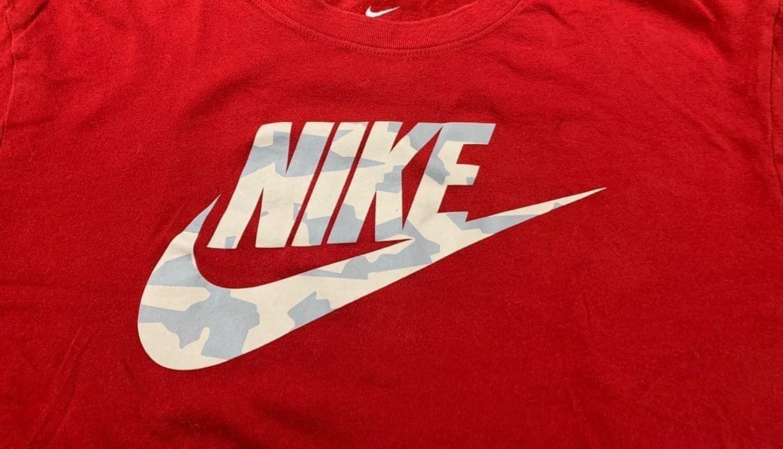 Mens Red Nike Long Sleeve w Camo Swoosh spell out Logo - Thumbnail 2