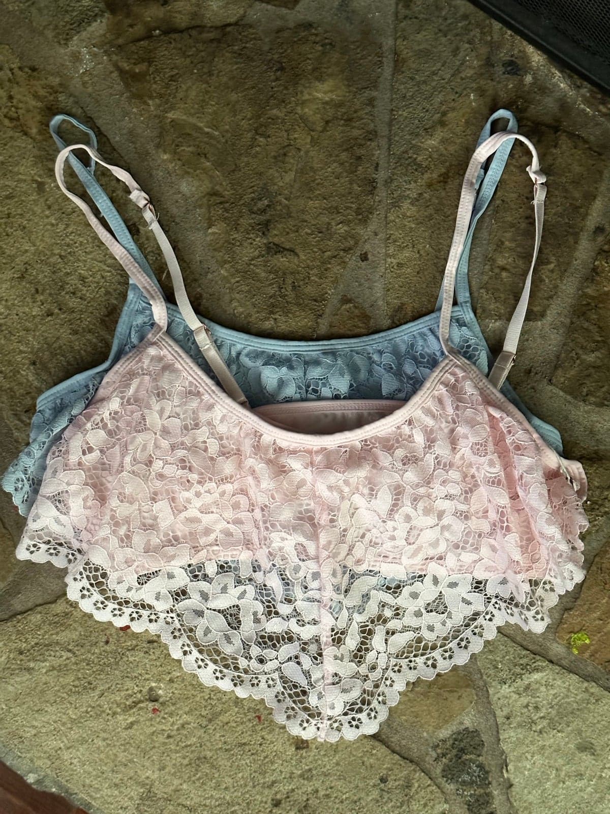 Jachs Girlfriend Bralette Bra Set Pink and Blue Medium