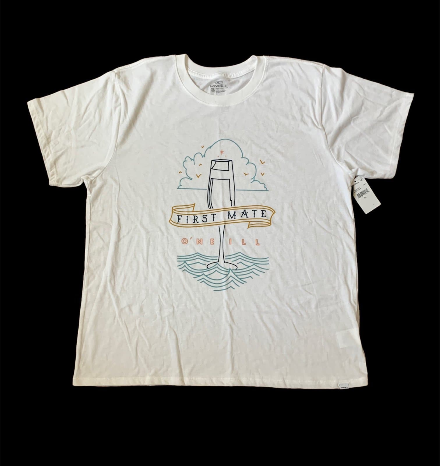 O’Neill First Mate Graphic White XL T-Shirt New w tag