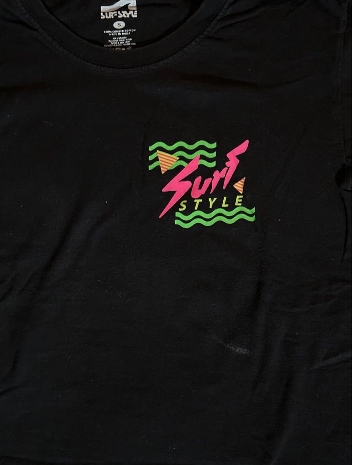 Surf Style Long Sleeve Mens Small Retro Neon Shirt - Thumbnail 3