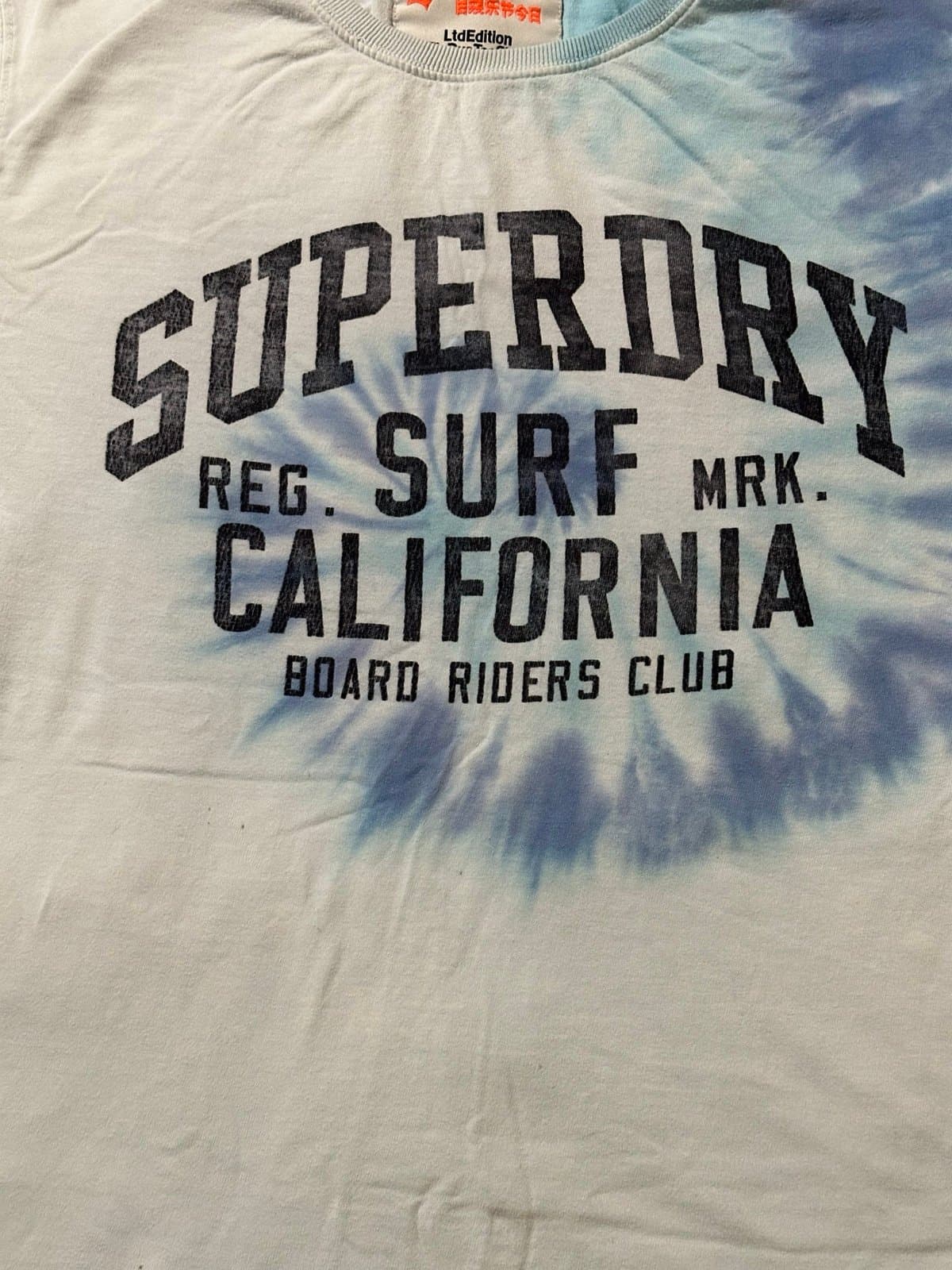 Mens Tie dye Superdry Surf Tee T-Shirt Large Blue - Thumbnail 3