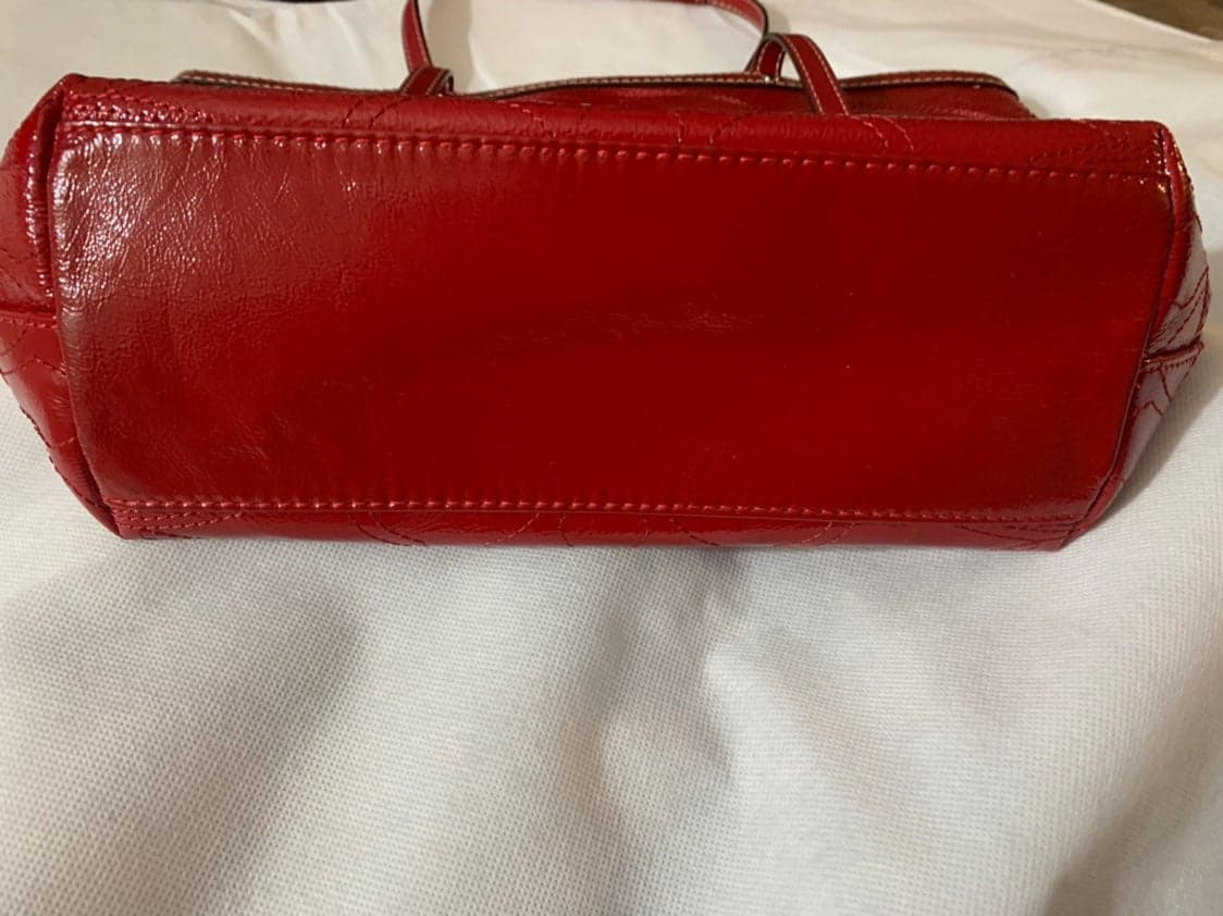 Red Leather Signature Coach Purse - Thumbnail 6