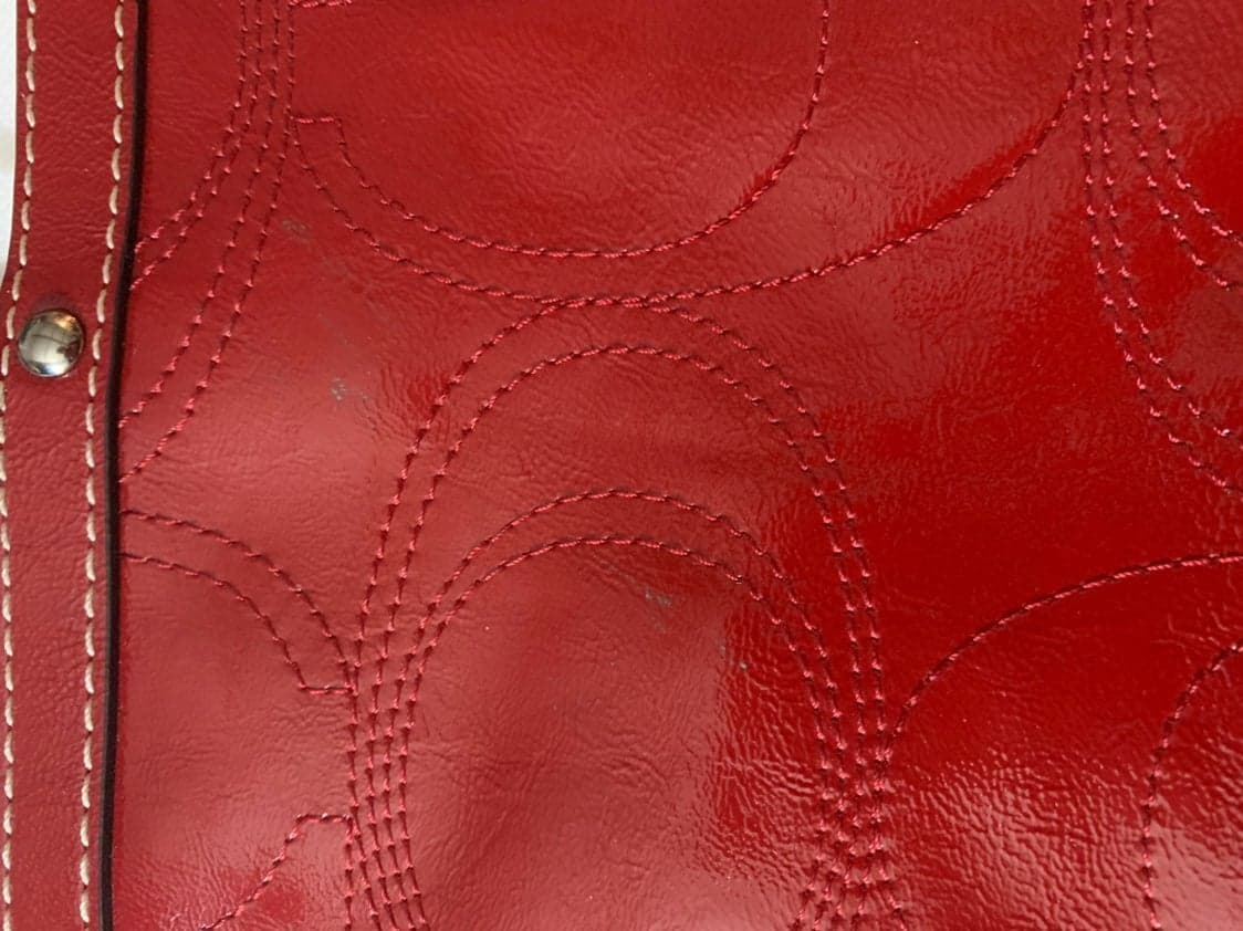 Red Leather Signature Coach Purse - Thumbnail 7