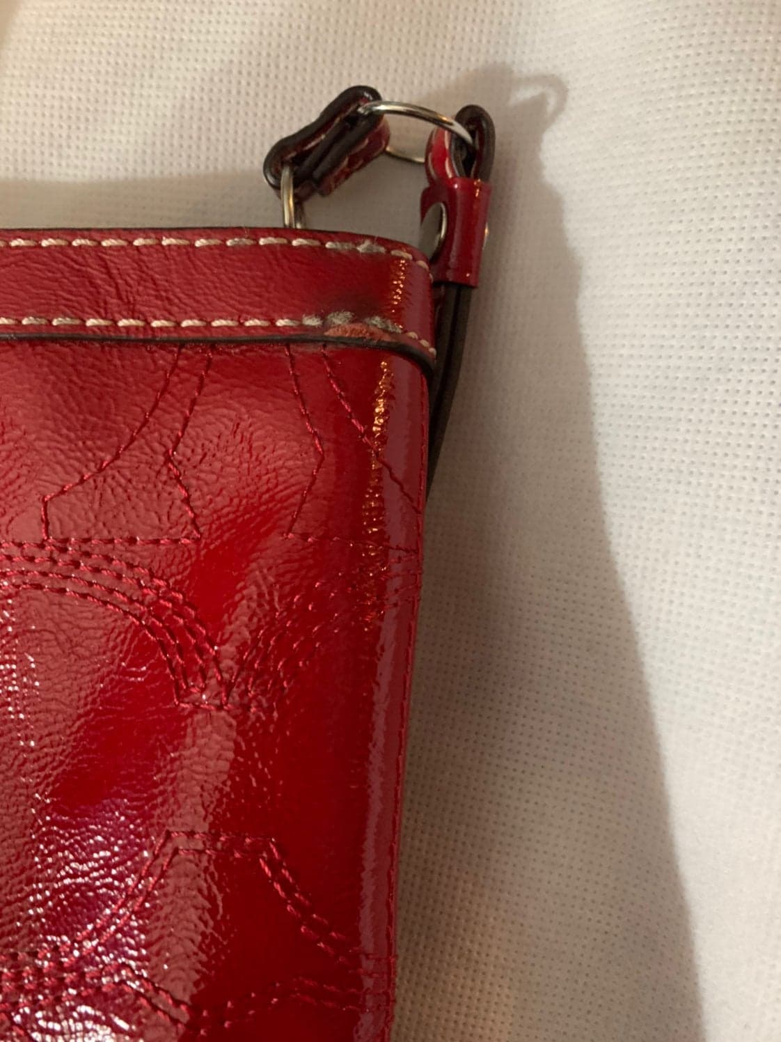 Red Leather Signature Coach Purse - Thumbnail 2