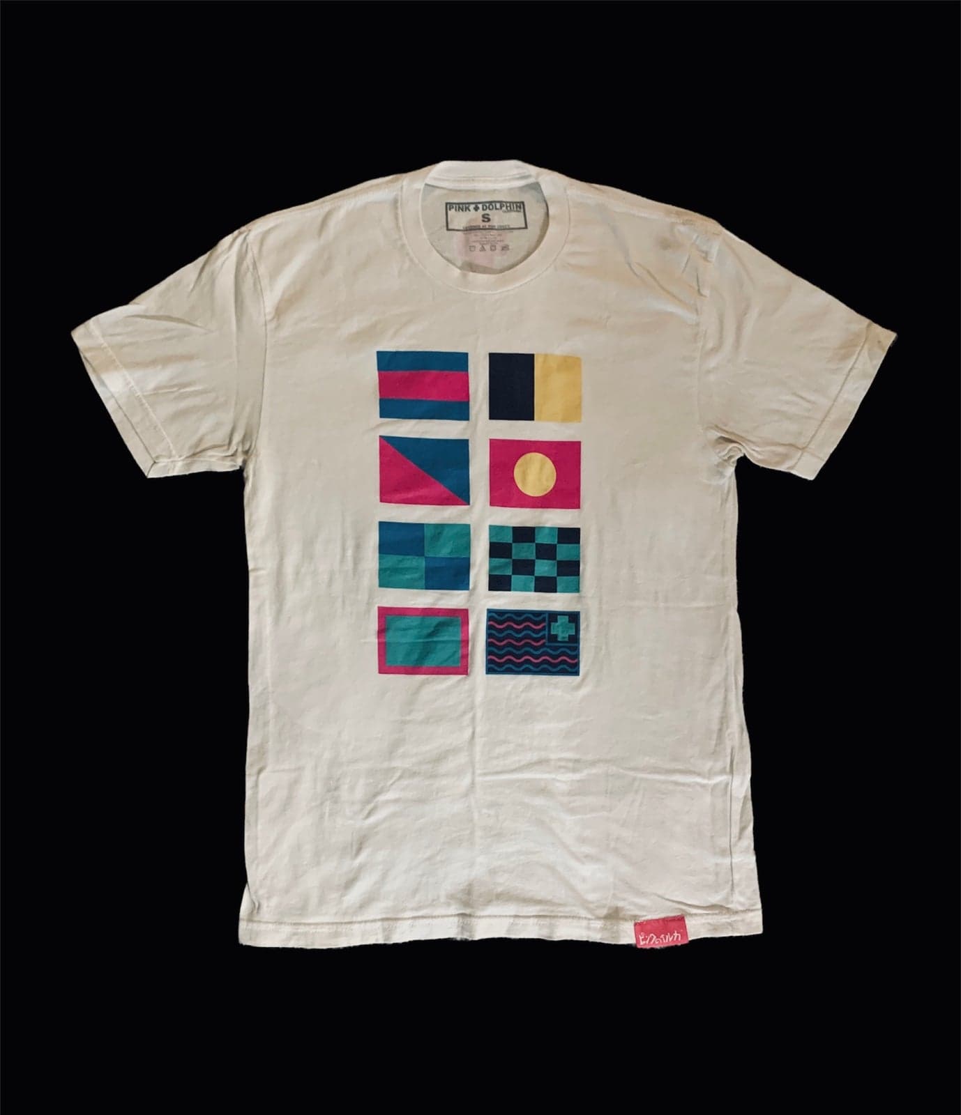 Pink Dolphin Nautical Flag Mens White Small T-Shirt - Thumbnail 2