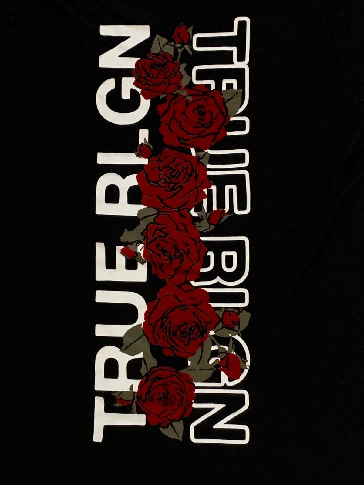 Mens Medium True Religion Graphic Roses Red black shirt - Thumbnail 4