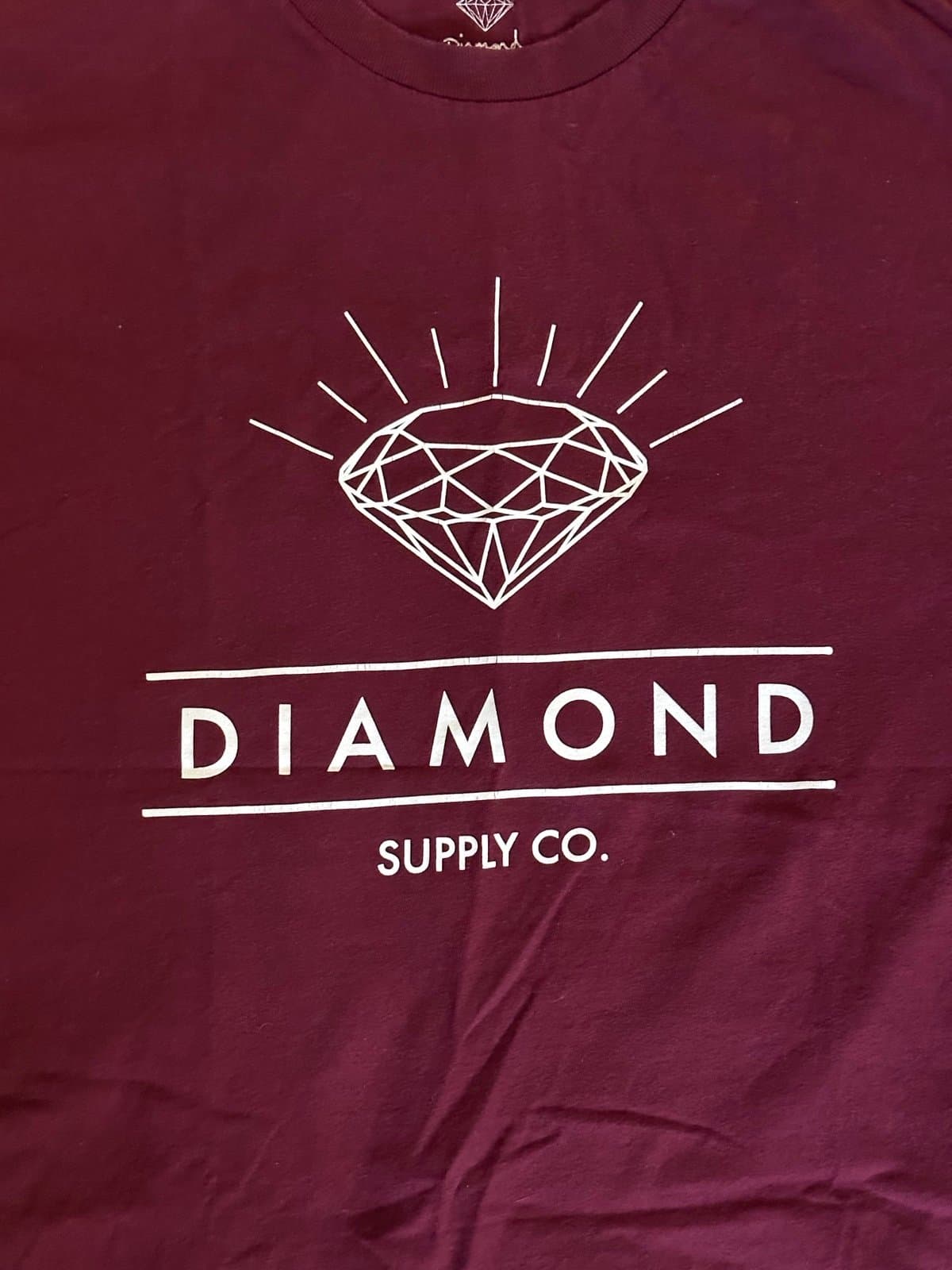 Mens medium Diamond Supply T-Shirt Burgandy white - Thumbnail 4