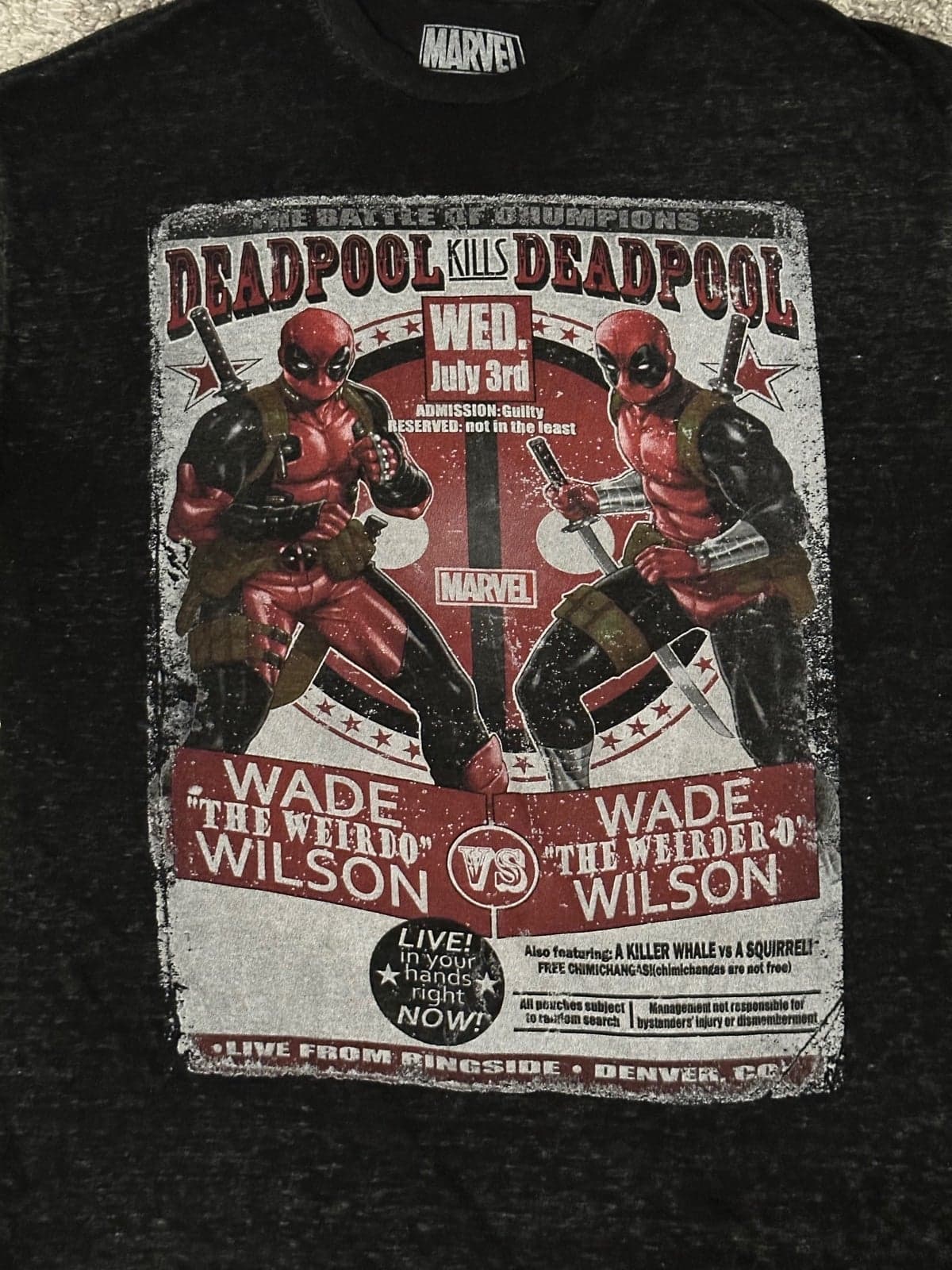 Marvel Deadpool Soft Poster Graphic Mens T-Shirt Large - Thumbnail 2