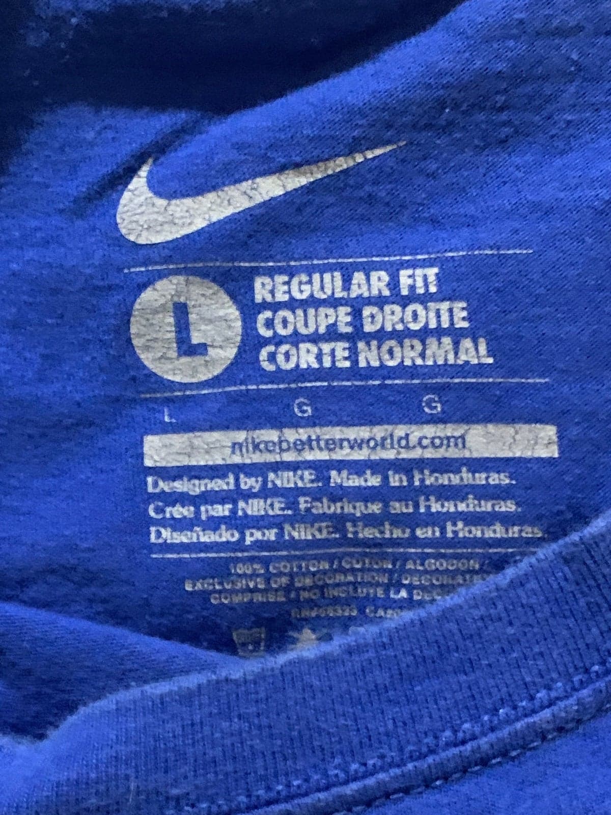 Nike Basketball T Shirt Mens L Blue Logo Spell Out Swoosh Crew Neck Regular Fit - Thumbnail 4