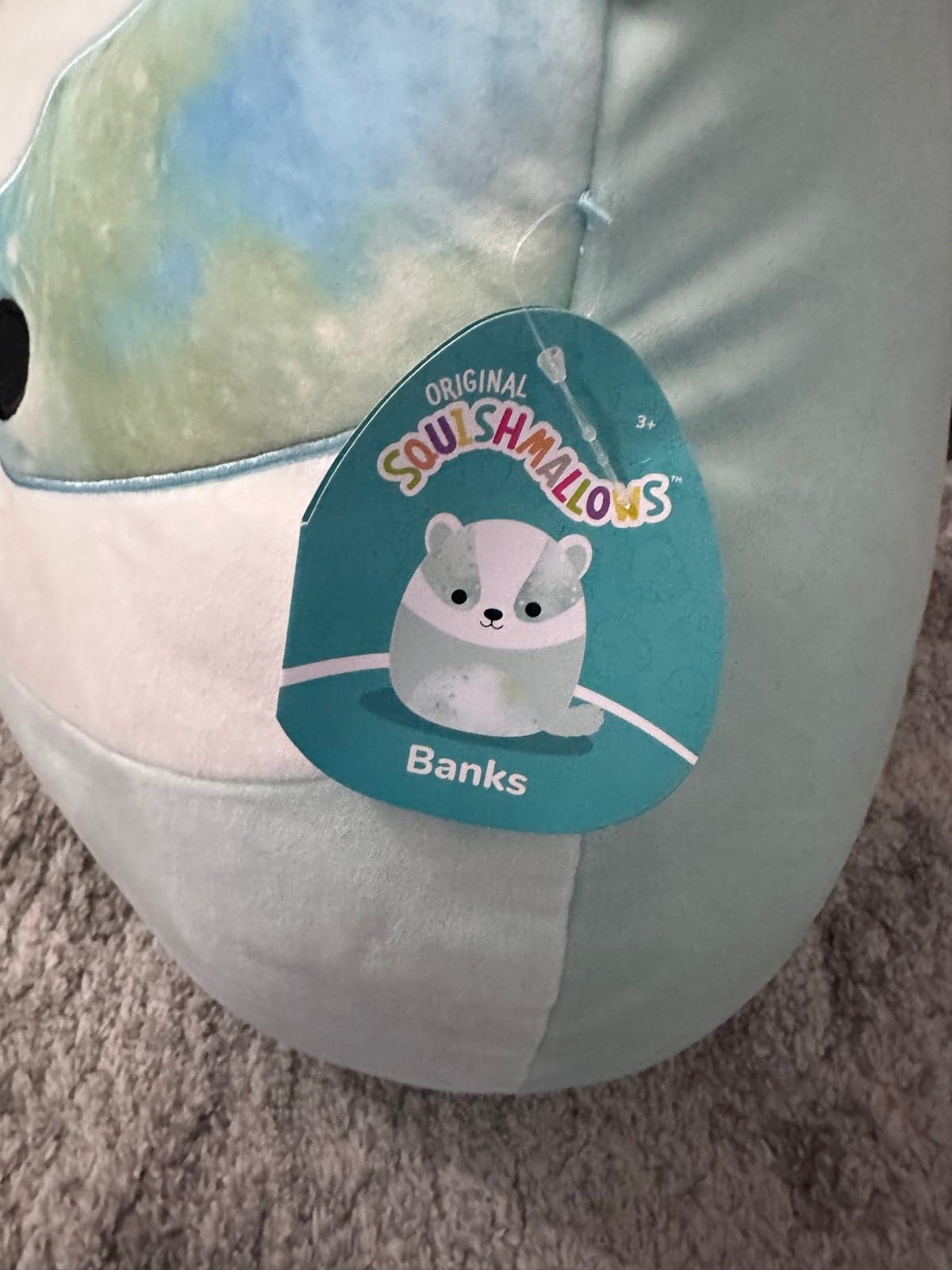 16" Banks SQUISHMALLOW - Blue Badger - New with tags KELLYTOY soft plush #1681 - Thumbnail 3