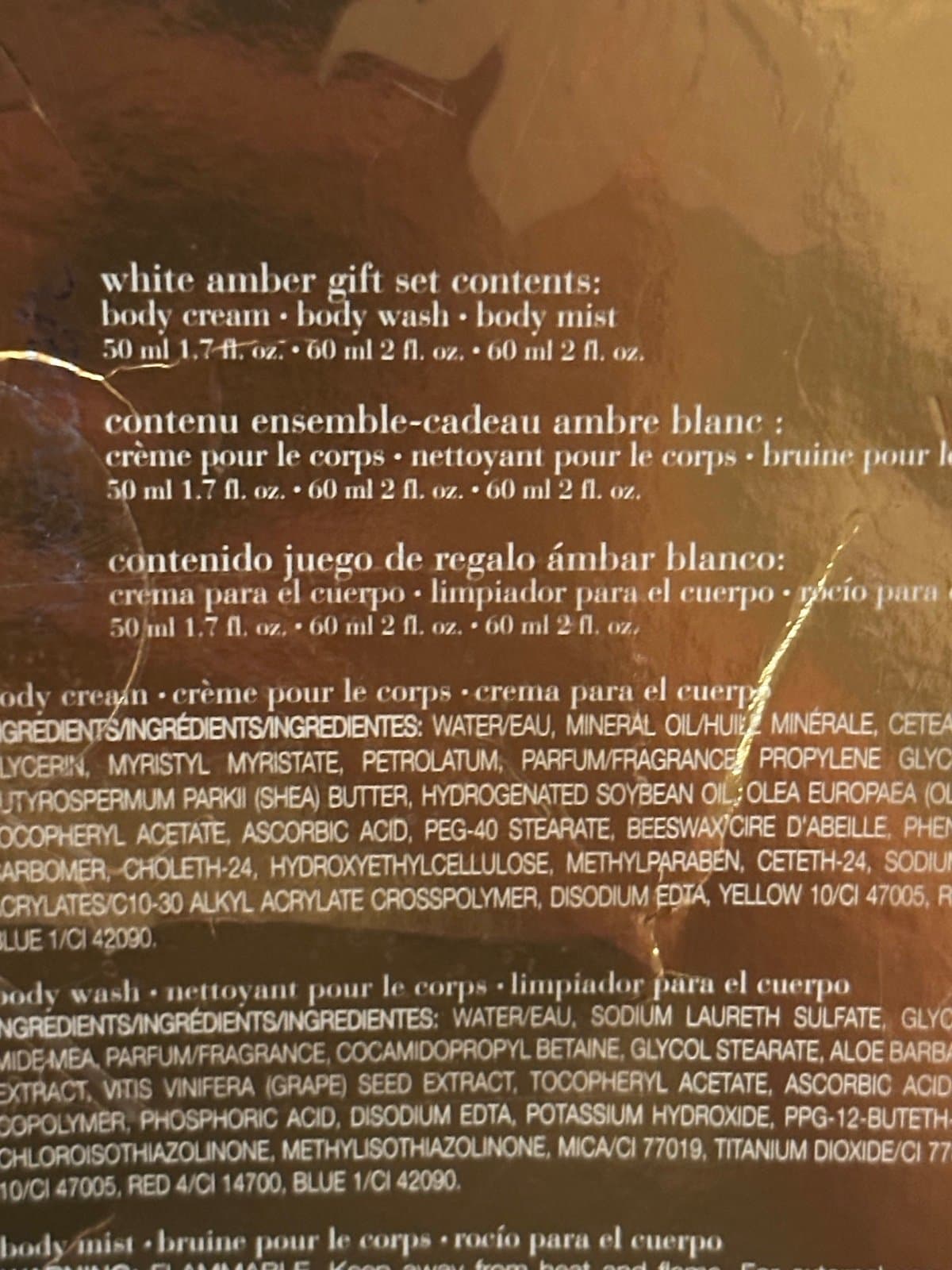 Avon Wonder White Amber Gift Set Body Cream Wash Mist New Sealed - Thumbnail 3