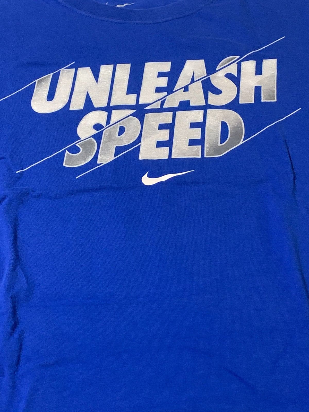 Nike Small Unleash Speed Swoosh Mens T-Shirt Blue Silver Graphic - Thumbnail 2