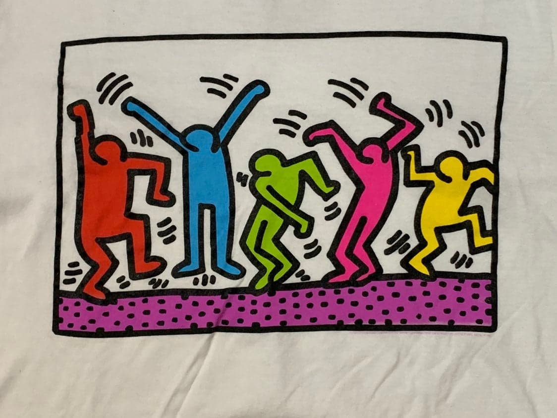 Keith Haring NY Graphic Street Pop Art Unisex Tee White Shirt T-Shirt - Thumbnail 2