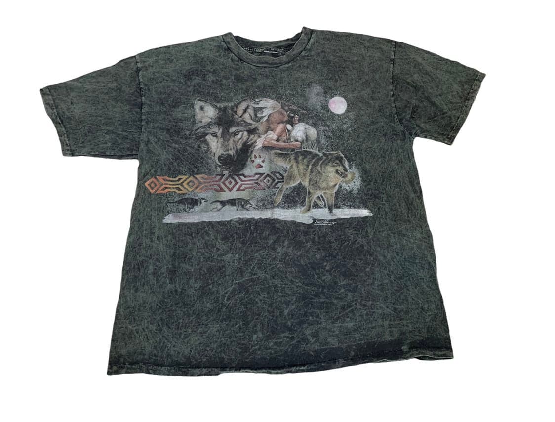 Mens XL Polar Graphics Wolf Moon Nature T-Shirt