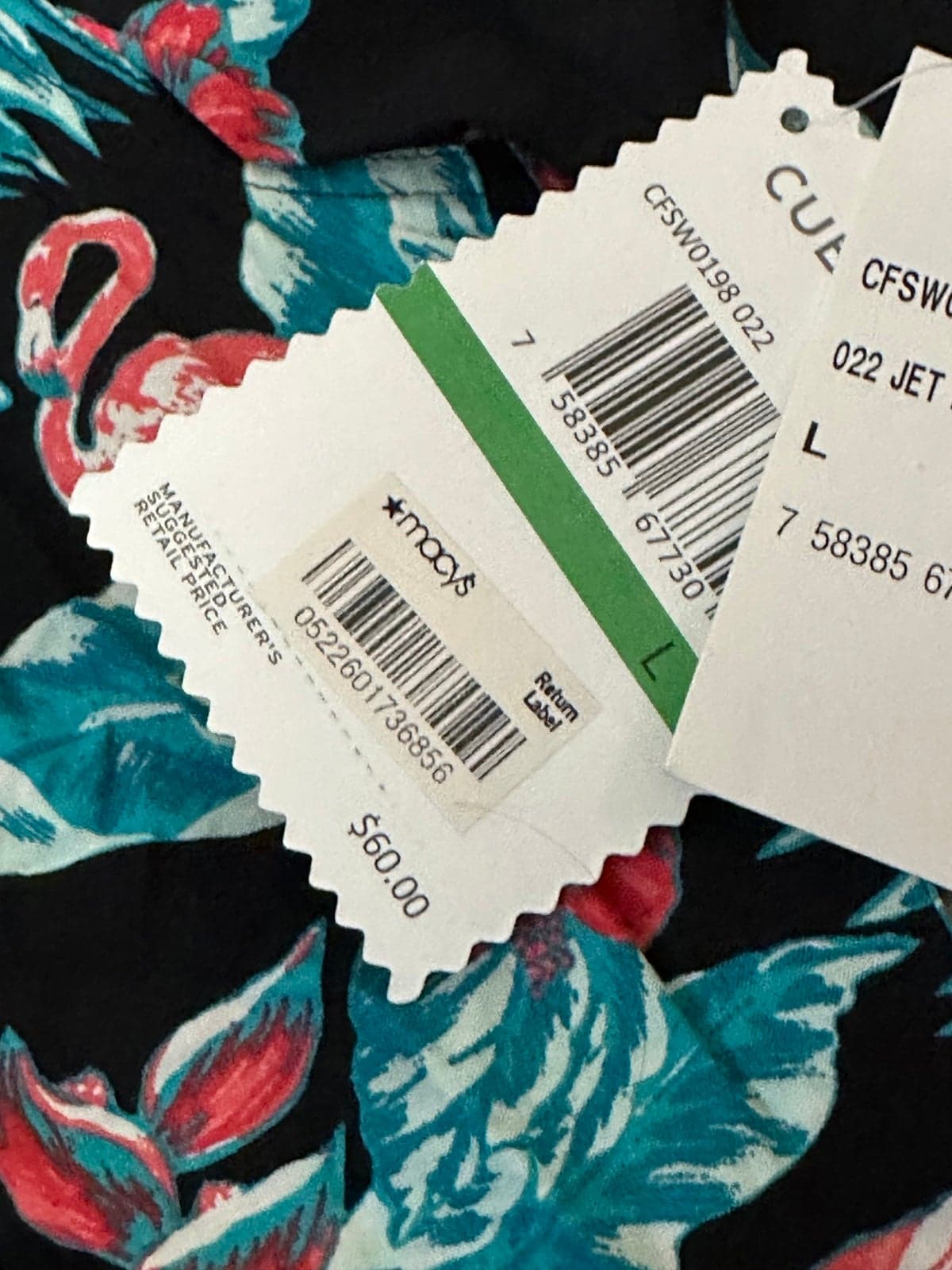 Cubavera Flamingo Beach Party Button Down Black Mens Size Large Short Sleeve New - Thumbnail 5