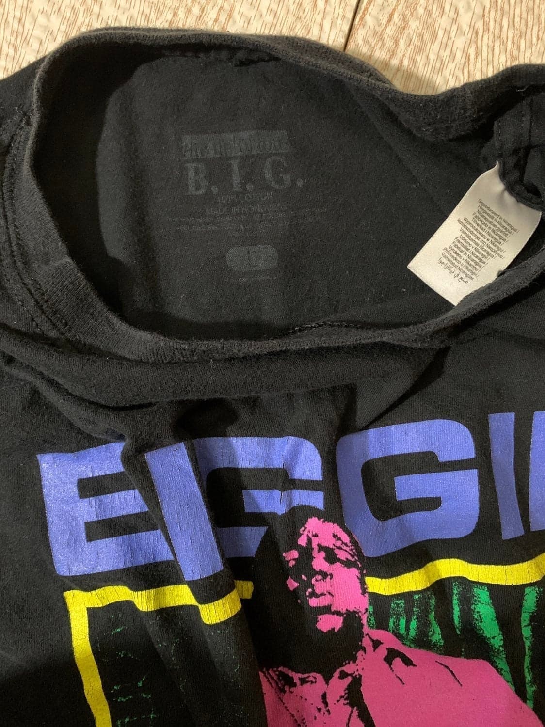 Biggie Smalls AKA The Notorious B.I.G Brooklyn New York Black T Shirt Large Neon - Thumbnail 4