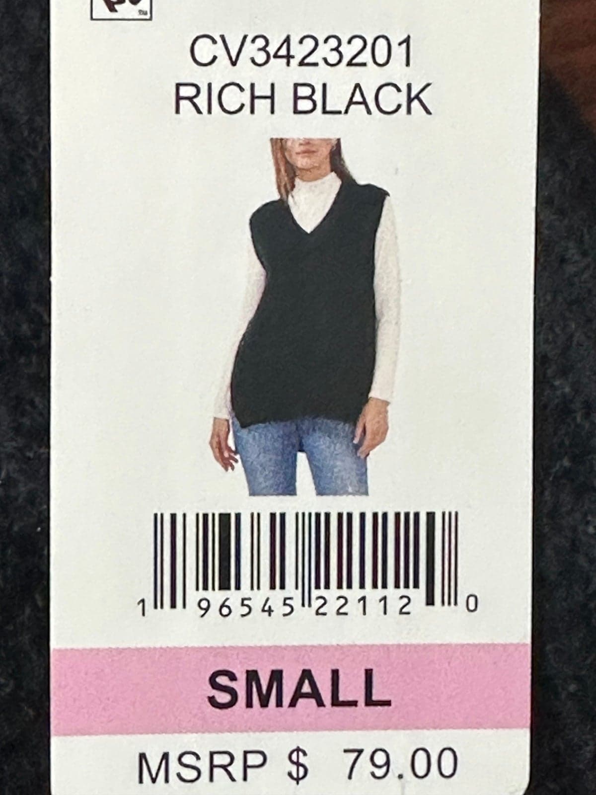Vince Camuto Sweater Womens Small Black Ribbed Knit Sleeveless Vest NEW - Thumbnail 2