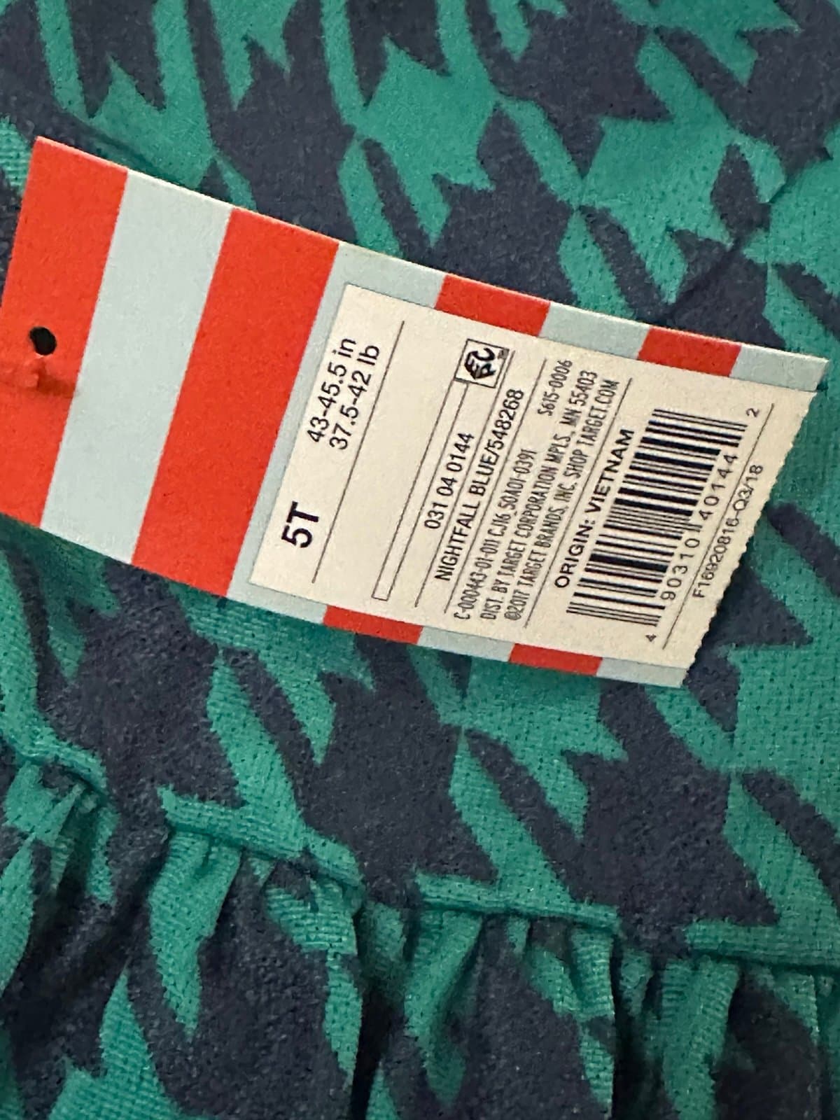 NEW Girls 5T Cat and Jack Blue and Green Houndstooth Easter Spring Dress - Thumbnail 3
